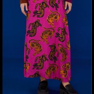 FARM Rio Pink and Orange Animal Print Maxi Skirt